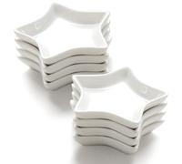 Sertay 8 Piezas Plato Aderezo Cerámico Estrella, Tazón Pequeño Postres, Bocadillos, Helados, Sushi, Nueces (Blanco)