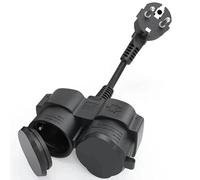 Sertay Enchufe Multiple Hogar, Cable Alargador Double Enchufes, Distribuidor Enchufe, Enchufe Multiple 2 Vías, Adaptador Enchufe Doble, para Cocina, Dormitorio, Sala de Estar, Jardín y Patio (Negro)