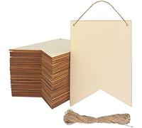 Sertay Letrero de Madera en Blanco - 24 Piezas Placas Decorativas Colgantes y Etiquetas Con Hilo para Decoraciones de Bodas y Fiestas