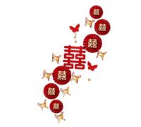 SERUCARY 16 Piezas Decoraciones Chinas para Boda con Banderines Recortados Stickers de Y Tela Flocada para Crear Ambientes, Estilo c