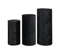SERUCARY 3 Piezas Funda Cilíndrica para Pedestal Cubierta Elasticidad Decorativa para Postres Tela Suave Apta para Bodas Fiestas Cumpleaños, Negro