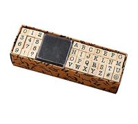 SERUCARY 40 Piezas Estampillas Alfabeto Letras Letras Goma Madera Caja para Desarrollo Aprendizaje Arte Diario Personal, máquina de escribir