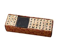 SERUCARY 40 Piezas Estampillas Alfabeto Letras Letras Goma Madera Caja para Desarrollo Aprendizaje Arte Diario Personal, escritura