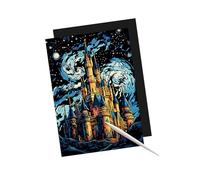 SERUCARY Juego de para Rascar, Juego de Hojas para Rascar Negro, Proyecto de Artesanía de Papel para Niños, Juguete para Rascar, Pintura, Arte de, Castillo