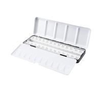 SERUCARY Paleta de Acuarela, Caja de Pintura, Medias Pastillas de Acuarela, Bandeja de Pintura Metálica para Mezclar Colores de Y óleos, 26 Medias Sartenes