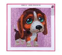 SERUCARY Pintura de Diamantes 5D DIY Cuadros de Animales Bordado con Cristales Kit Manualidades por Números Accesorios Adhesivos para Decoración de Pared, Perro 1, 30x30cm