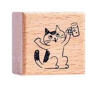 SERUCARY Sello de Madera Gato para Scrapbooking con Bloque de Goma Detallado Y Estampado Preciso Decorativo para Tarjetas Artesanales Y Journaling Adecuado Par, Salud