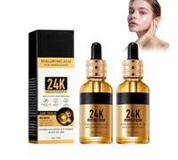 Sérum de ácido hialurónico dorado 24 K, 2 x 30 ml, hidratante y reparador, hidratante intenso, ilumina la piel, fortalece la barrera de la piel, para una piel brillante y suave