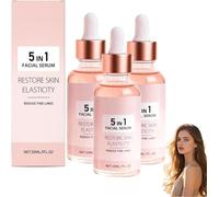 Sérum Facial Iluminador Antiedad 5 en 1, Aceite Esencial Antiedad, Sérum Iluminador, Mejora la Luminosidad de la Piel Apagada para unificar el Tono, Mejora la Elasticidad de la Piel
