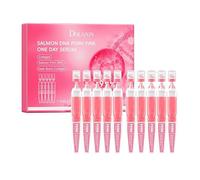 Sérum Rosa PDRN de Salmón de Un Día, 10 Ampollas de Sérum PDRN para el Rostro con Colágeno, Ácido Hialurónico y Péptidos, Mejora la Luminosidad de la Piel y el Cuidado Diario (Cosmética Coreana)