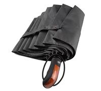 SERUMY Mini Mubrella plegable paraguas automático lluvia mujeres paraguas mango madera hombres viento compacto viaje paraguas masculino Auto abrir/cerrar sombrillas negro con patrón