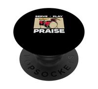 Serve Play Alabanza para Músicos Cristianos Adorar Bateristas PopSockets PopGrip Adhesivo