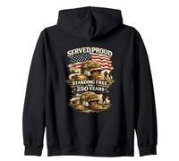 Served Proud Standing Free 250 Years Veteran USA Emblema Bandera Sudadera con Capucha