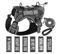 Service Dog - Juego de arnés táctico y correa para perro, soporte emocional para perros, arnés táctico para perro con nombre (negro, S)