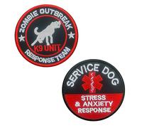 Service Dog Stress & Anxiety Response Chalecos/arneses Emblema de cierre bordado Gancho y bucle Parche para perro, unidad K9 Zombie Outbreak Response Team Parche bordado con gancho y bucle 2 piezas