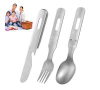 Servicio de Cubiertos | Cuchillo Tenedor Cuchara,Cubiertos de Acero Inoxidable - Para Camping, Almuerzo, Cena, Viaje Exterior, Senderismo, Backpacking Y Picnic