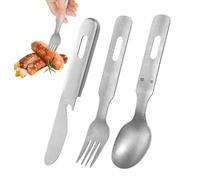 Servicio De Cubiertos De Mesa | Cuchillo Tenedor Cuchara,Servicio De Mesa De Acero Inoxidable - Para Camping, Almuerzo, Cena, Viaje Al Aire Libre, Senderismo, Backpacking Y Picnic