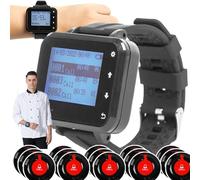 Servicio de sistema de llamadas inalámbricas, 5/10/15 buscapersonas, diseño de reloj de pulsera(para llevar en el brazo),4 modos: vibración/sonido/vibración+ sonido(predeterminado),15pagers