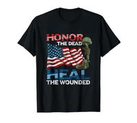 Servicio Militar Honra a los Muertos Sanar al Guerrero Herido Camiseta gráfica económica, Hombre, Negro, S