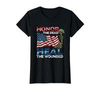 Servicio Militar Honra a los Muertos Sanar al Guerrero Herido Camiseta gráfica económica, Mujer, Negro, S