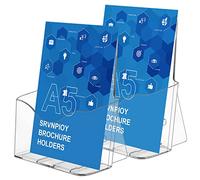 Servicio y Soporte para Folletos A5 de Acrílico, Paquete de 2, Expositor Metacrilato Transparente para Tienda, Oficina, Restaurante, Recepción