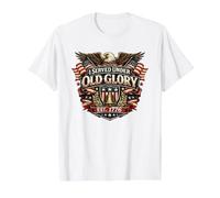 Servido bajo la Gloria EST 1776 Veterano Águila Militar EE.UU Camiseta gráfica económica, Hombre, Blanco, XL