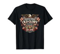 Servido bajo la Gloria EST 1776 Veterano Águila Militar EE.UU Camiseta gráfica económica, Hombre, Negro, M