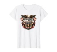 Servido bajo la Gloria EST 1776 Veterano Águila Militar EE.UU Camiseta gráfica económica, Mujer, Blanco, XS