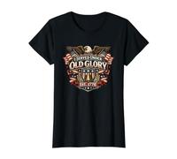 Servido bajo la Gloria EST 1776 Veterano Águila Militar EE.UU Camiseta gráfica económica, Mujer, Negro, L