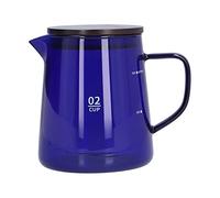 Servidor de café de vidrio de 500 ml, cafetería transparente de té transpare de té orador de té con tapa de madera para la oficina de la cocina en casa (Azul)