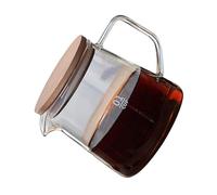 Servidor de café, servidor de café de vidrio a prueba de calor con mango de tapa de madera para verter sobre té y uso en la oficina en casa (1)