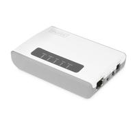 DIGITUS Wireless 300N Servidor de Red multifunción de 2 Puertos, USB2.0, concentrador USB de Red, Servidor de impresión