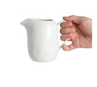 servidor de salsa Jarra de cerámica pintada a mano for crema, salsa, con asa y pico puntiagudo(Blanco)