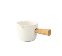 servidor de salsa Jarra de leche pequeña cerámica con mango madera, taza multiusos for mojar y salsera