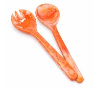 Servidores de ensalada, pinzas de ensalada de resina, juego de servidor de ensalada de mango largo para mezclar, lanzar y cocinar (juego de cuchara de ensalada y fuerte) (naranja)