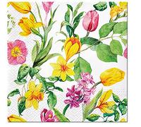 Serviette Blumen 20 servilletas de narcisos y tulipanes, flores, manualidades, decoupage, floral, primavera, verano, decoración de mesa, 33 x 33 cm