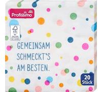 Serviette « Ça a le meilleur goût ensemble » 33x33cm, 20 pièces - Marque DM Allemagne - Compatible avec profissimo - Serviette "Gemeinsam schmeckt's am Besten" 33x33cm, 20 St