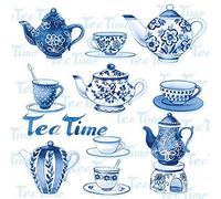 Servietten Alt und Modern Juego de 20 servilletas de té azul/blanco, vintage, té, bebidas, nostalgia, decoupage, manualidades, decoración de mesa 33 x 33 cm