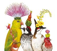 Servietten Blumen 20 pájaros con decoración exótica | Animales divertidos decoración de mesa 33 x 33 cm