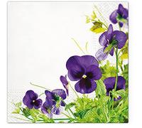 Servietten Blumen 20 servilletas pensamientos en el prado de flores | flores | hojas | jardín | cenefa | floral | diseño floral | primavera | verano | decoración de mesa 33 x 33 cm