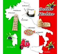 Servietten Fremde Kultur, Lote de 20 servilletas italianas bonitas con monumentos para decoración de mesa para comidas tradicionales italianas, 33 x 33 cm