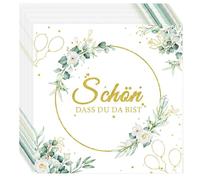 Servietten Schön Dass Du Da Bist - 20 Piezas, Diseño de Eucalipto, Servilletas de Papel de Alta Calidad, Ideal para Bodas, Cumpleaños, Decoración de Mesa