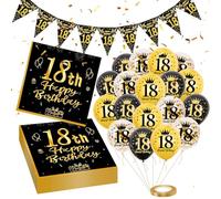 Servilleta 18. Cumpleaños, Decoración de Pancartas de Cumpleaños de Globos de 18 años, 20 Servilletas de Cumpleaño Felices de 18 años Decoración de Fiestas Masculinas y Femeninas