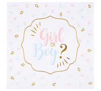 Servilleta blanca Baby Shower Niña o Niño en rosa, azul y dorado metalizado (x20) REF/7655