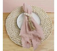 Servilleta de algodón de Gasa Rosa, 24 Uds., 42x42cm, Toalla de té Reutilizable, decoración de Mesa de Navidad para Fiesta de Boda, servilletas Retro con Rebabas