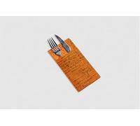 Servilleta Kanguro Air-Laid Decorada 40x40 cm | Pack 480 uds | Tipo tela con bolsillo porta cubiertos | Air Soft® Tissue seco | Desechables y absorbentes para hostelería | Deco Naranja Strauss Negro