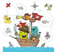 Servilleta-n Pirat-en 33 x 33 cm, 20 unidades, en papel de embalaje ecológico, 3 capas, impresión con colores a base de agua, sin blanqueadores ópticos, certificado FSC Eco Label