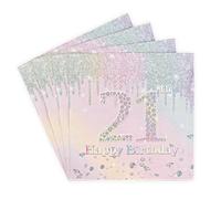 Servilletas 21 Cumpleaños, 20Piezas Servilletas Papel Rainbow 33cm x 33cm Arcoíris Decoradas de la Mesa para Fiestas de Cumpleaños de Niña y Mujeres