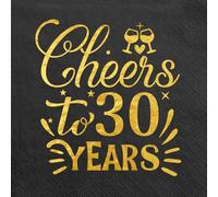 Servilletas 30 Cumpleaños, Servilletas 50 Piezas Cumpleaños, Servilletas Feliz Cumpleaños 33 X 33 Cm, Servilletas De Papel Cheers To 30 Years, Servilletas De Cumpleaños Oro Negro