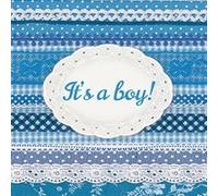 Servilletas Ambiente It`S a Chico, Servilleta Azul Claro para Bautizos, 33x33cm, 3lagig 20 Piezas Paquete